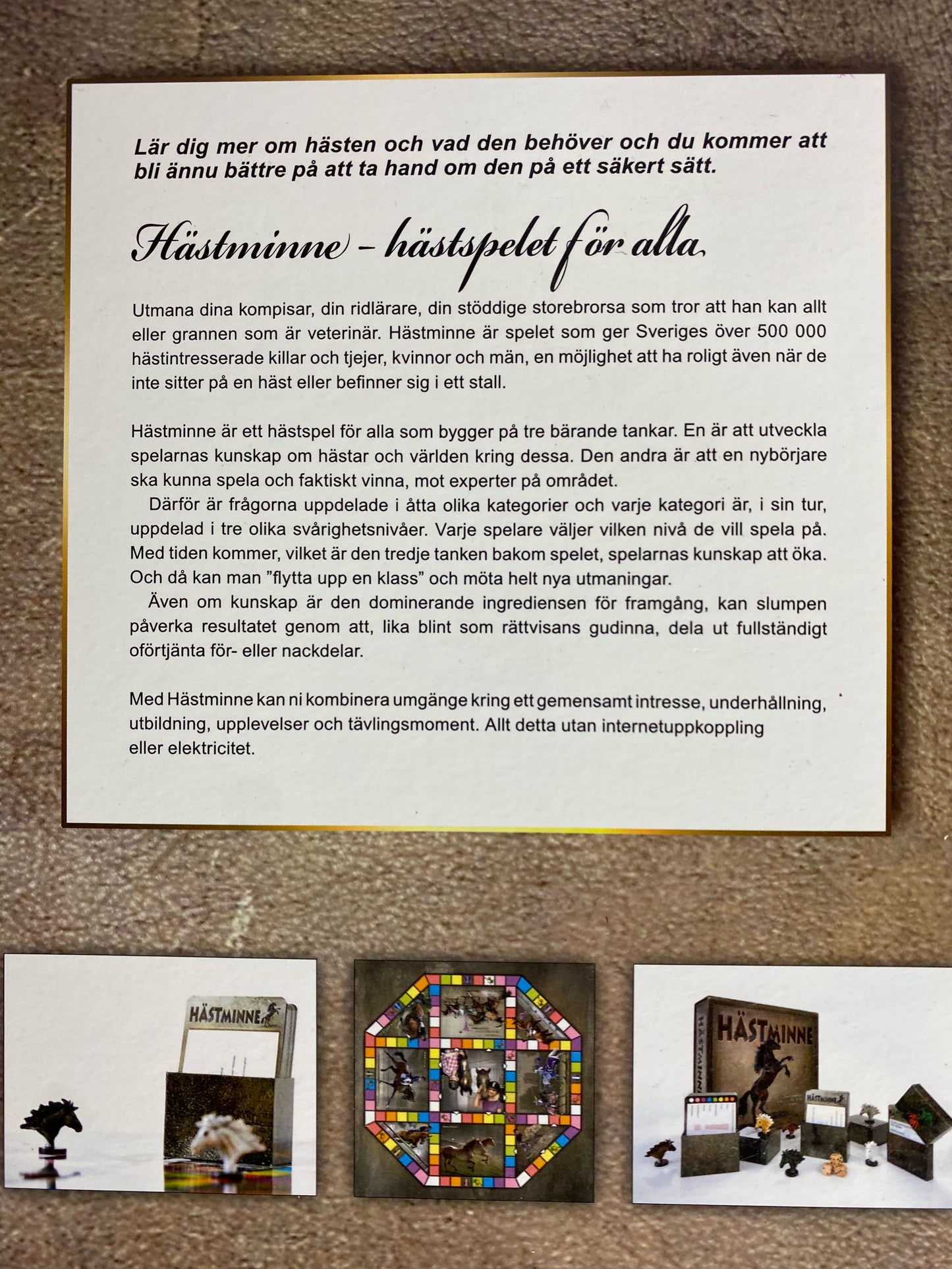 Horse memory board game