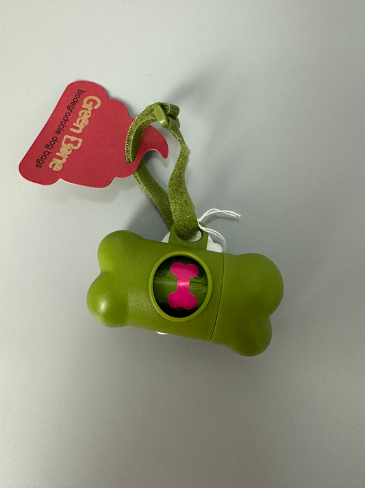 Set of dog poop bags and holders | Green Bone