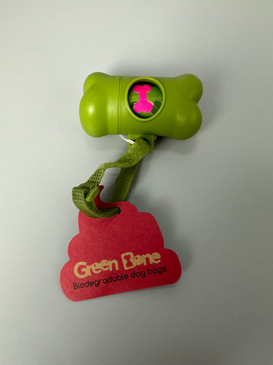 Set of dog poop bags and holders | Green Bone