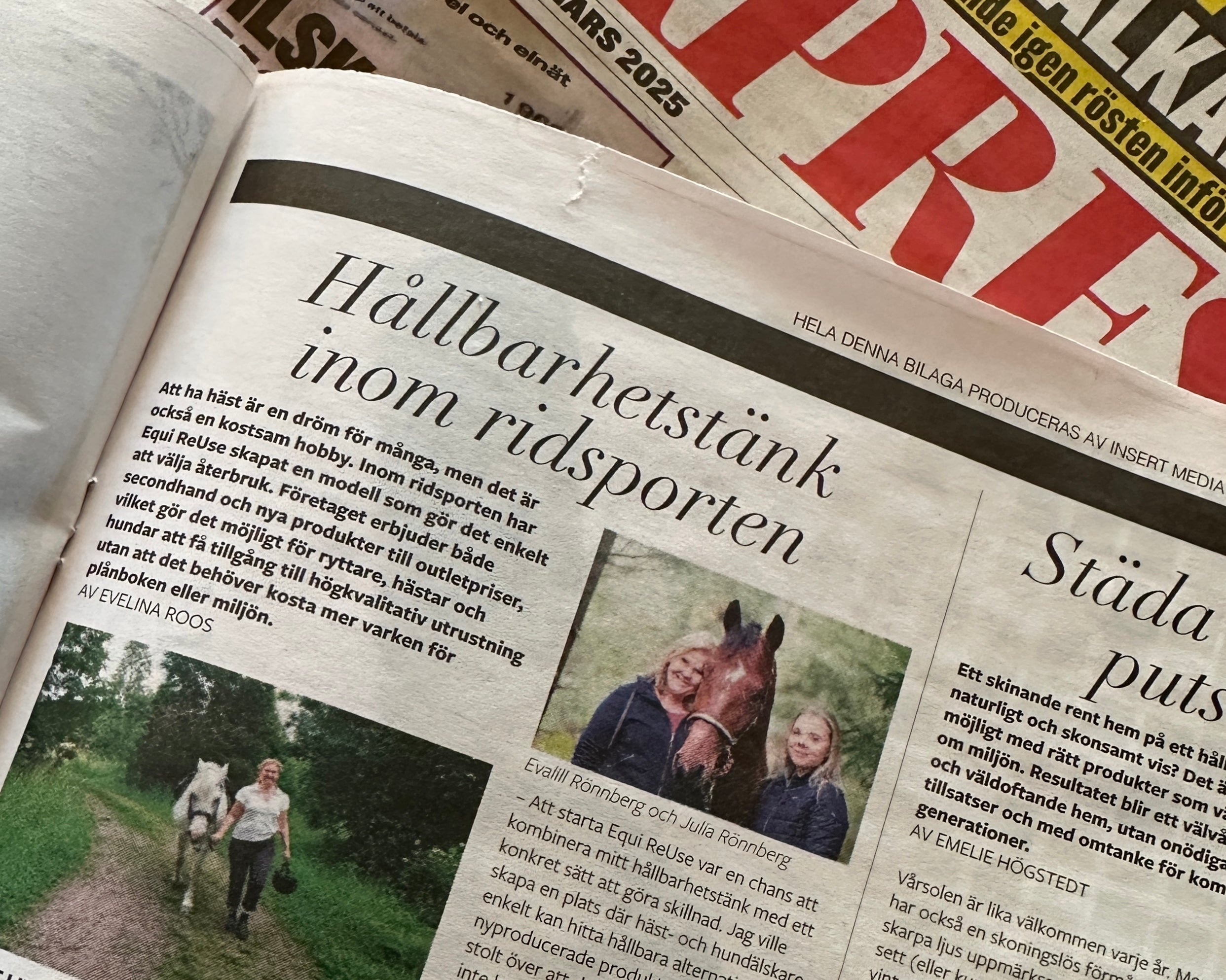 Artikelbild om Equi ReUse i Expressen – Hållbarhetstänk inom ridsporten och cirkulär shopping för ryttare, häst & hund_2025-03-20.