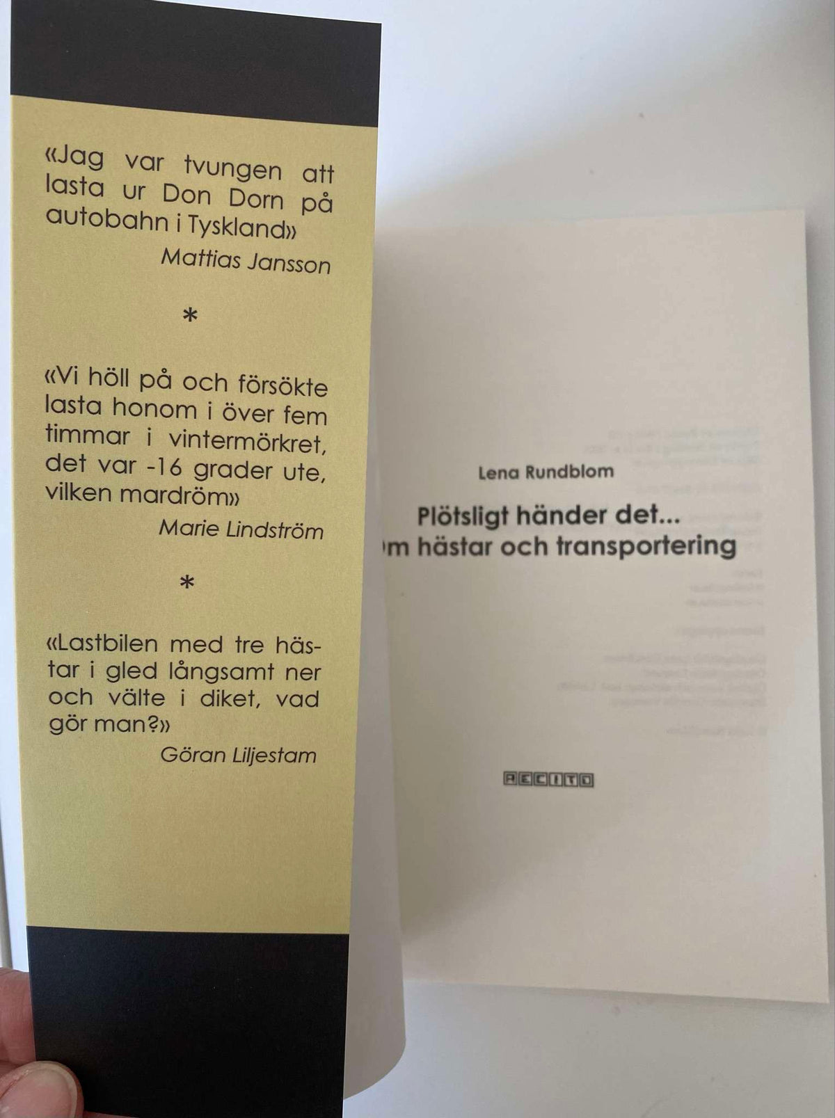 Plötsligt händer det... Om hästar och transportering av Lena Rundblom