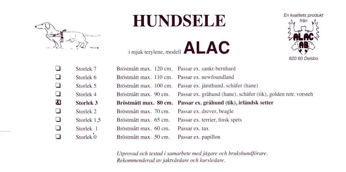 Hundsele/ Spårsele med reflex | 7, 8 | ALAC